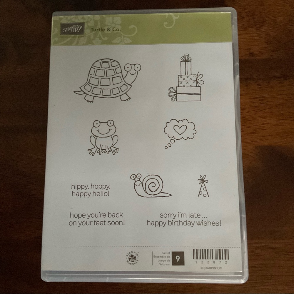 Stampin Up! Turtle & Co set of 9 clear mount stamp set